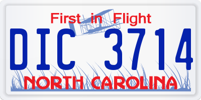 NC license plate DIC3714