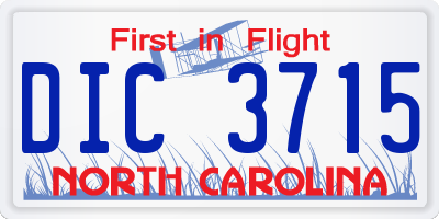 NC license plate DIC3715