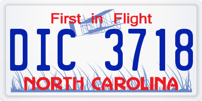 NC license plate DIC3718