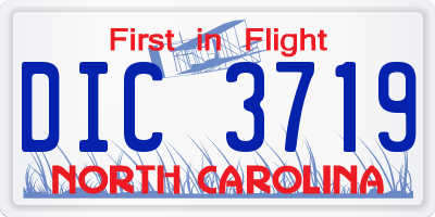 NC license plate DIC3719
