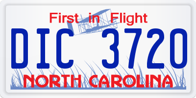 NC license plate DIC3720