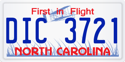 NC license plate DIC3721