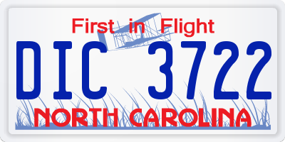 NC license plate DIC3722