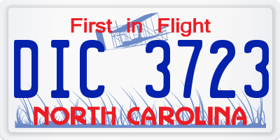 NC license plate DIC3723
