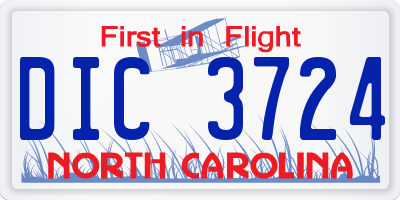 NC license plate DIC3724
