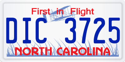 NC license plate DIC3725