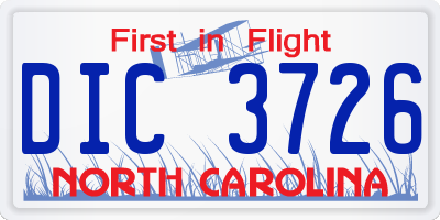 NC license plate DIC3726