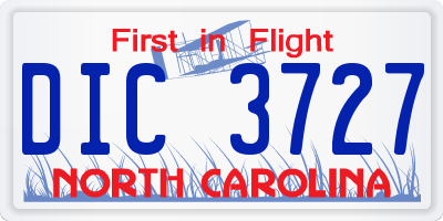 NC license plate DIC3727
