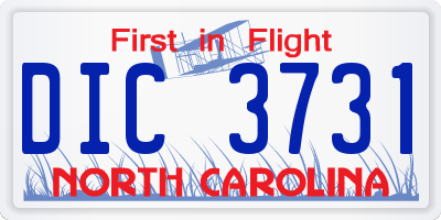 NC license plate DIC3731