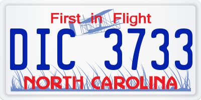 NC license plate DIC3733