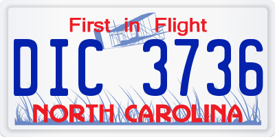 NC license plate DIC3736