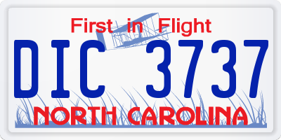 NC license plate DIC3737