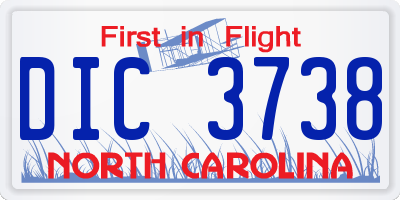 NC license plate DIC3738