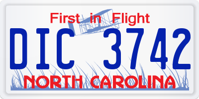 NC license plate DIC3742
