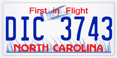 NC license plate DIC3743
