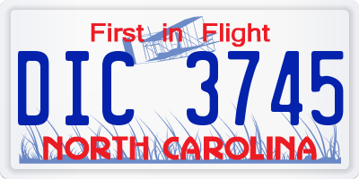 NC license plate DIC3745