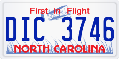 NC license plate DIC3746