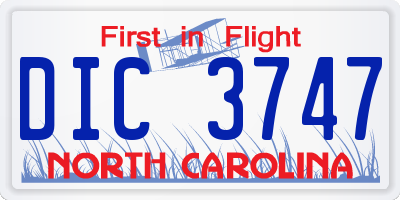 NC license plate DIC3747