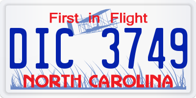 NC license plate DIC3749