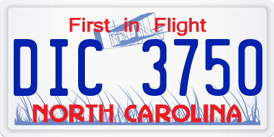 NC license plate DIC3750