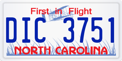 NC license plate DIC3751
