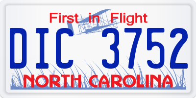 NC license plate DIC3752