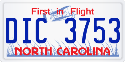 NC license plate DIC3753