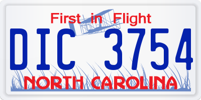 NC license plate DIC3754
