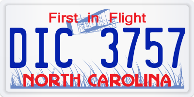 NC license plate DIC3757