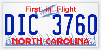 NC license plate DIC3760