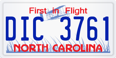 NC license plate DIC3761