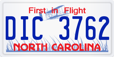 NC license plate DIC3762