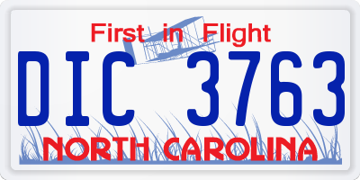 NC license plate DIC3763