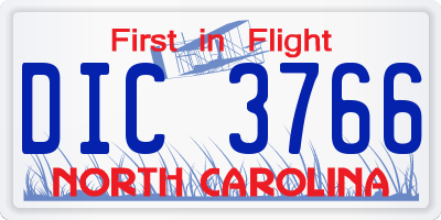NC license plate DIC3766