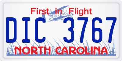 NC license plate DIC3767
