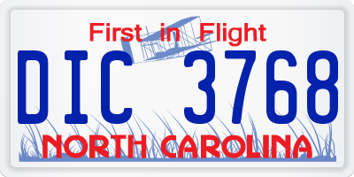 NC license plate DIC3768