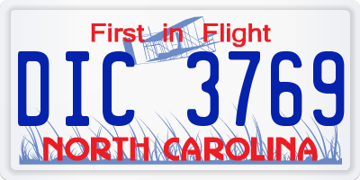 NC license plate DIC3769