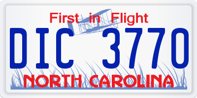 NC license plate DIC3770