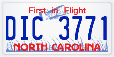 NC license plate DIC3771
