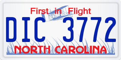 NC license plate DIC3772