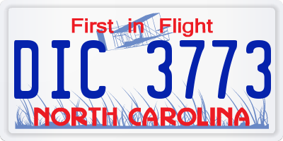 NC license plate DIC3773