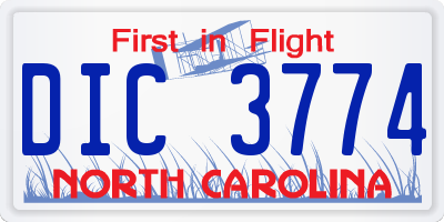 NC license plate DIC3774