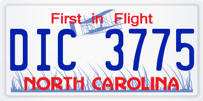 NC license plate DIC3775