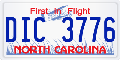 NC license plate DIC3776