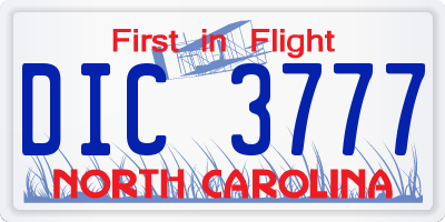 NC license plate DIC3777