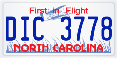 NC license plate DIC3778