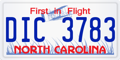 NC license plate DIC3783