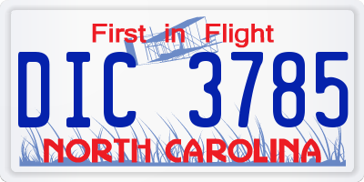 NC license plate DIC3785