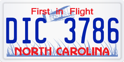 NC license plate DIC3786