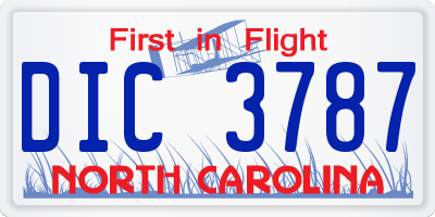 NC license plate DIC3787
